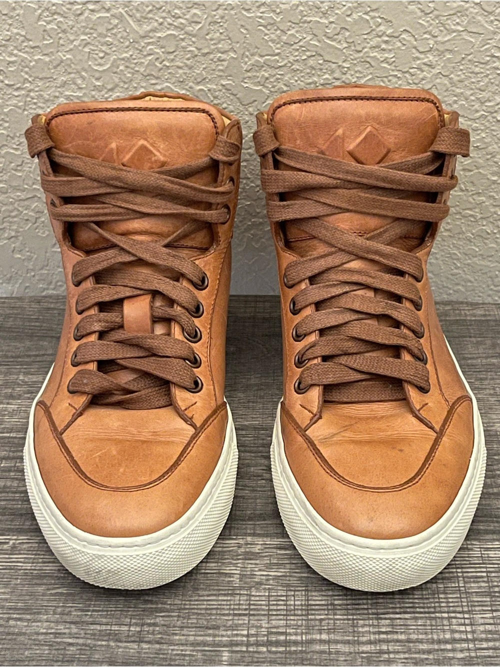 Koio Men’s Made In Italy Primo Hi Top Castagna Leather Sneakers Size-5